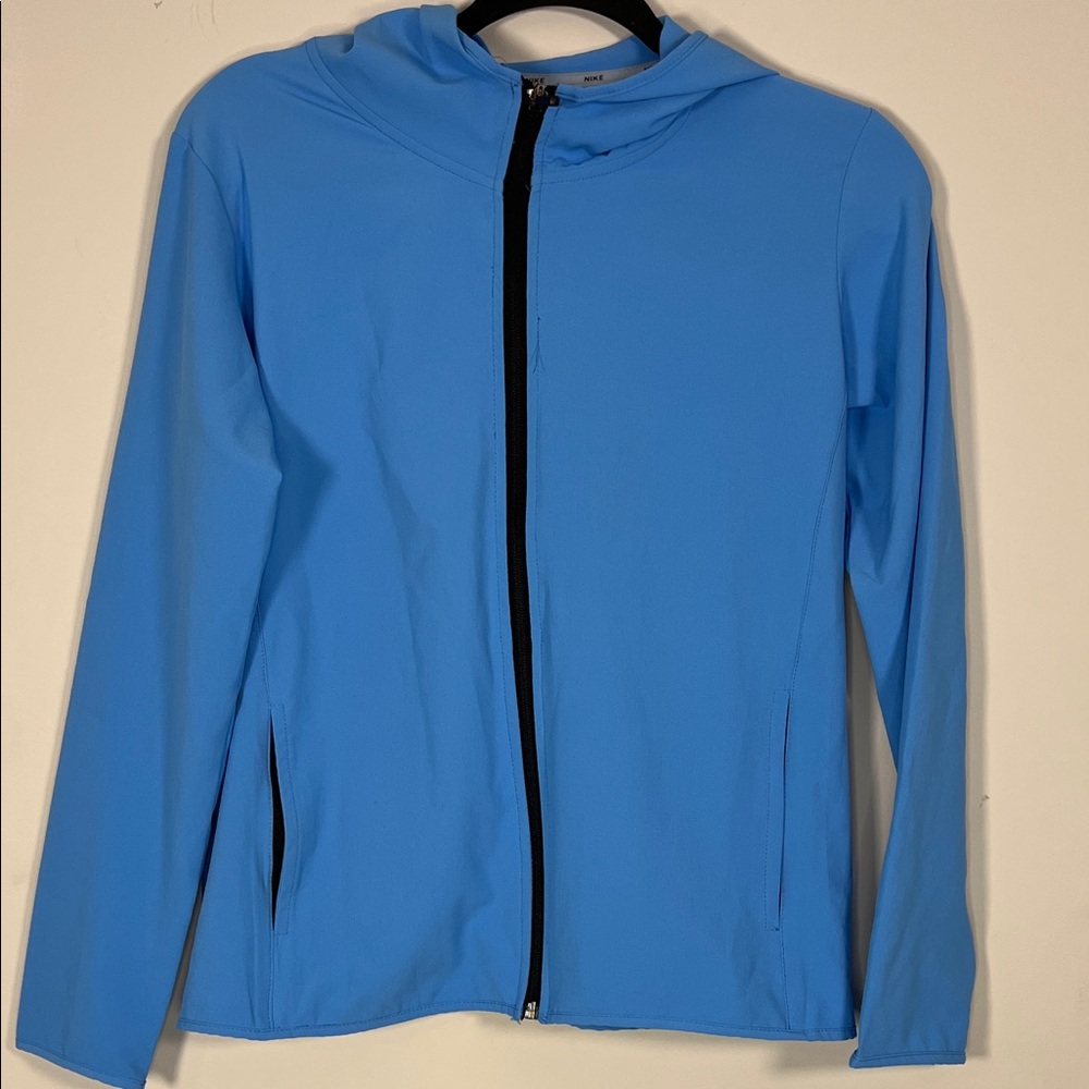 Nike Women's‎ DRI-FIT Sky Blue & Black Zip Up Hooded Jacket Size Medium